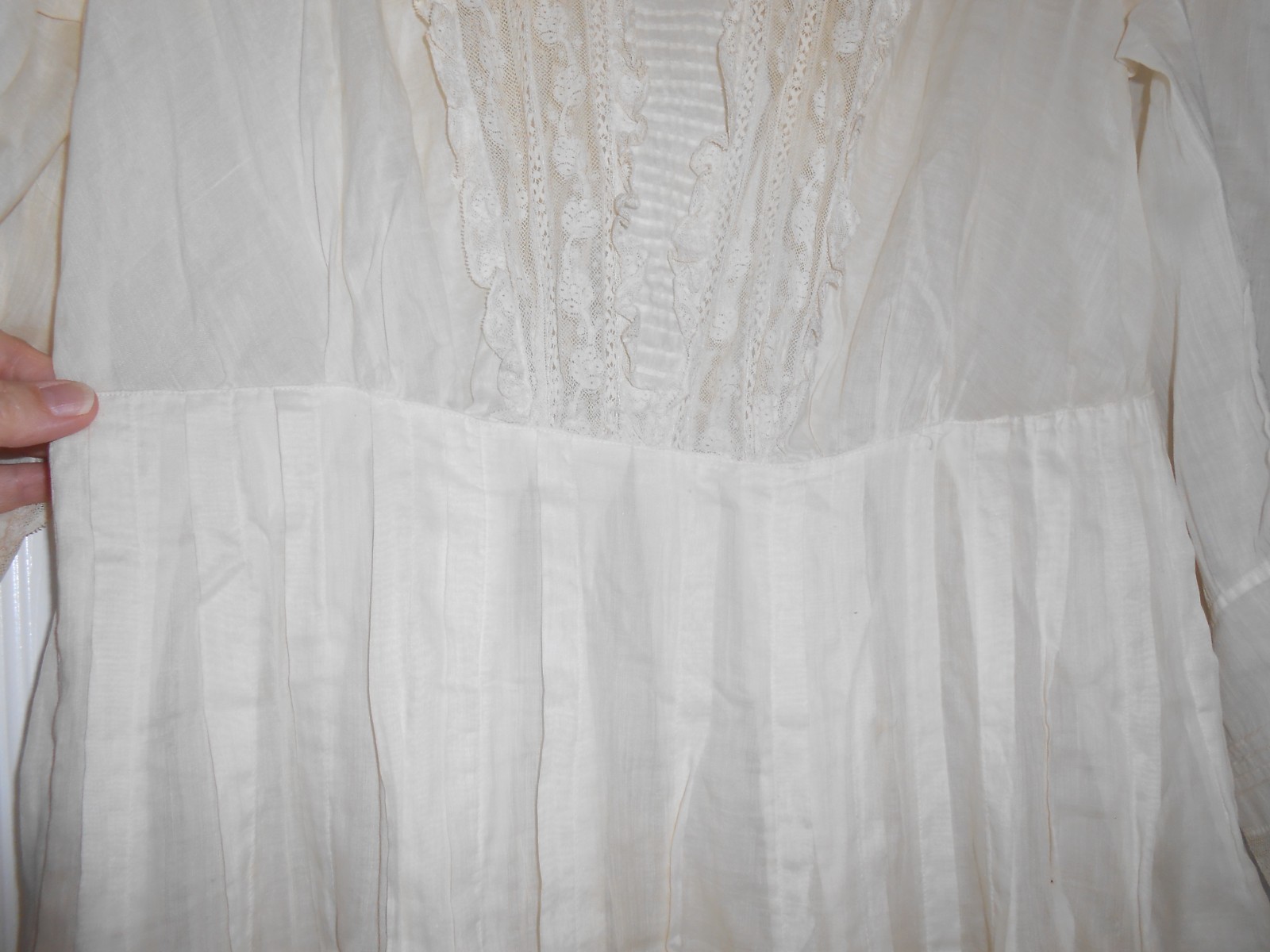 Vtg 1890s 1900s Victorian Edwardian DAY DRESS Lace Lawn Cotton FINE Handmade