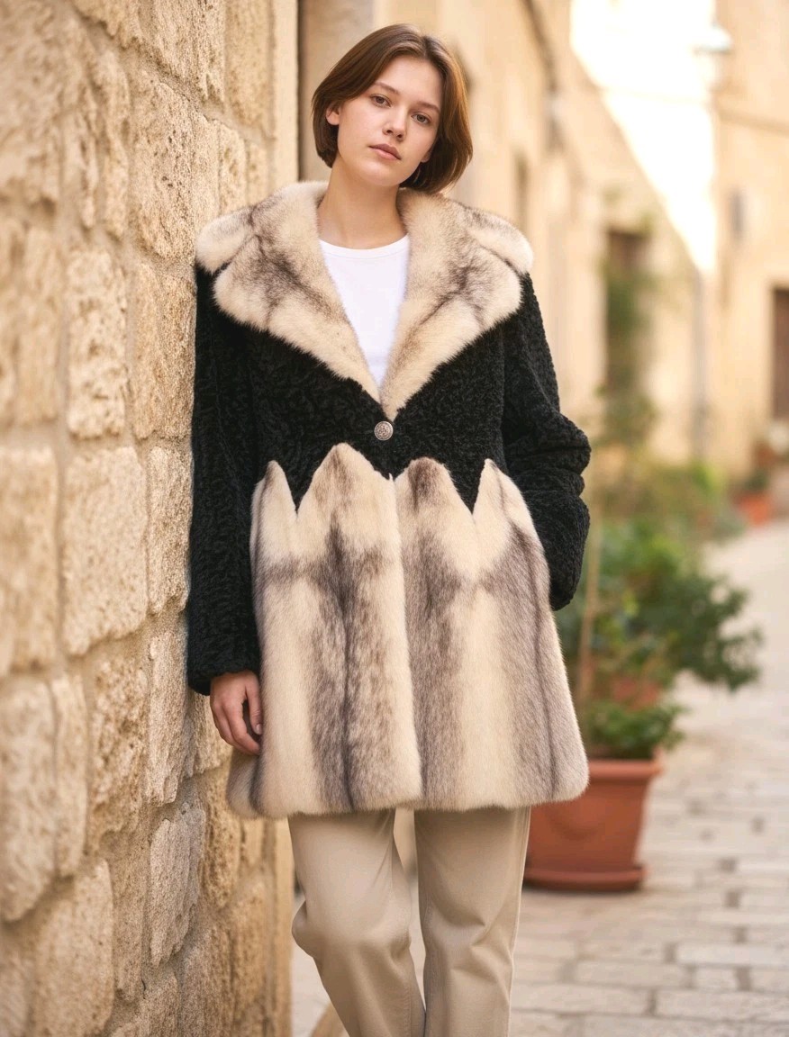 Gorgeous 1960s 1970s Vtg REAL MINK FUR & Velveteen MOD GEOMETRIC Jacket COAT S-M