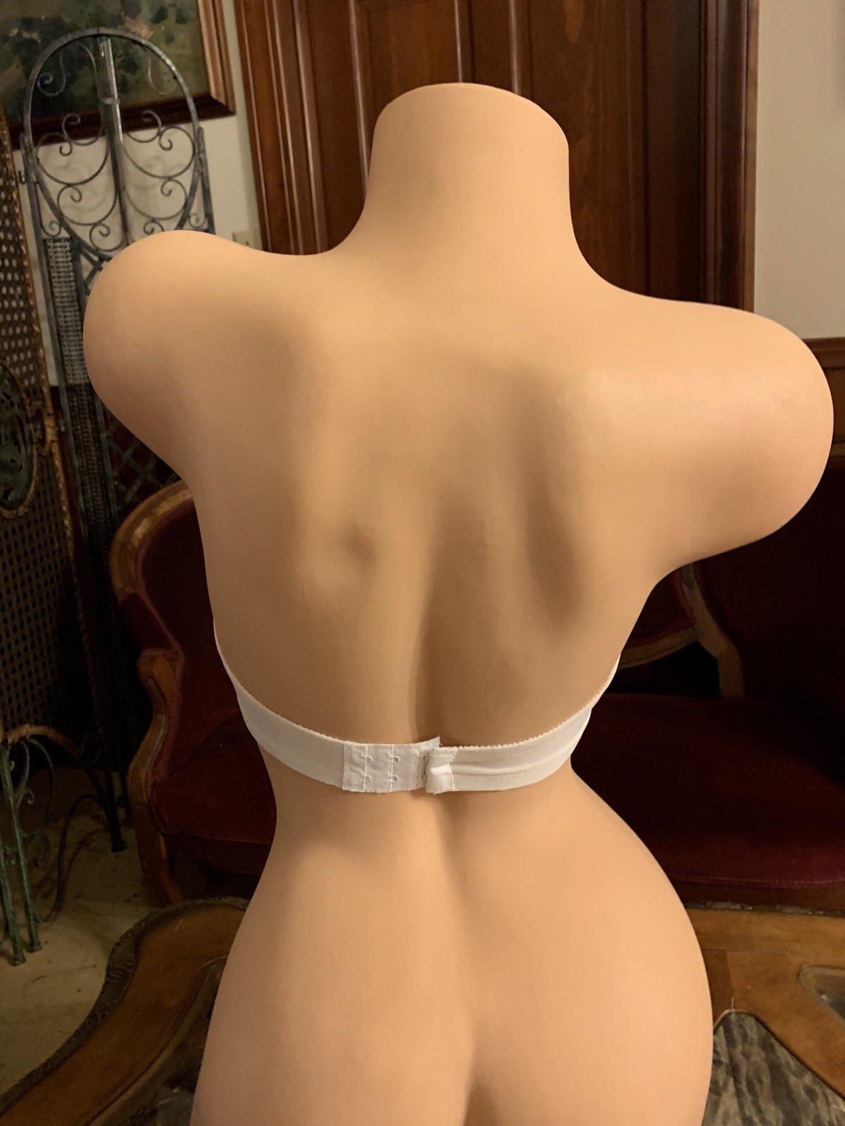 Vintage Strapless Bra White Underwire Seamless Nylon Lycra Spandex 1970s NEW 32B
