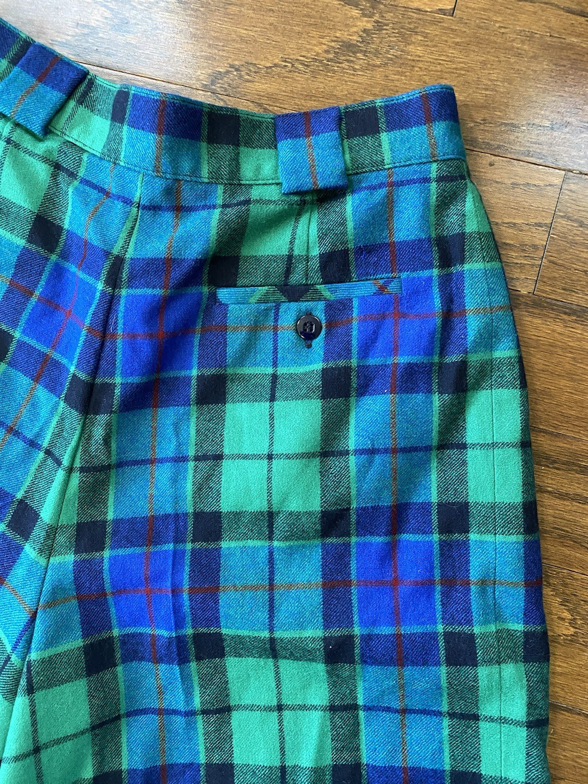 Giorgio Sant Angelo 100% Wool Plaid Shorts Size 12 Vintage Golfing