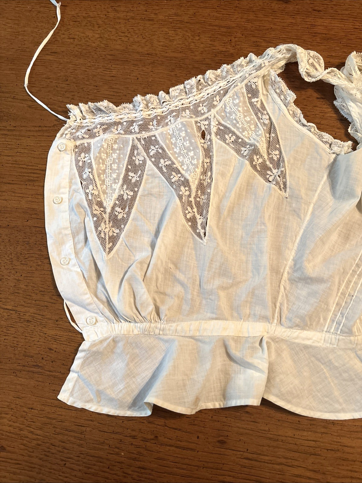 ANTIQUE VICTORIAN EDWARIAN CAMISOLE CORSET COVER LACE COTTON S Grannycore Read