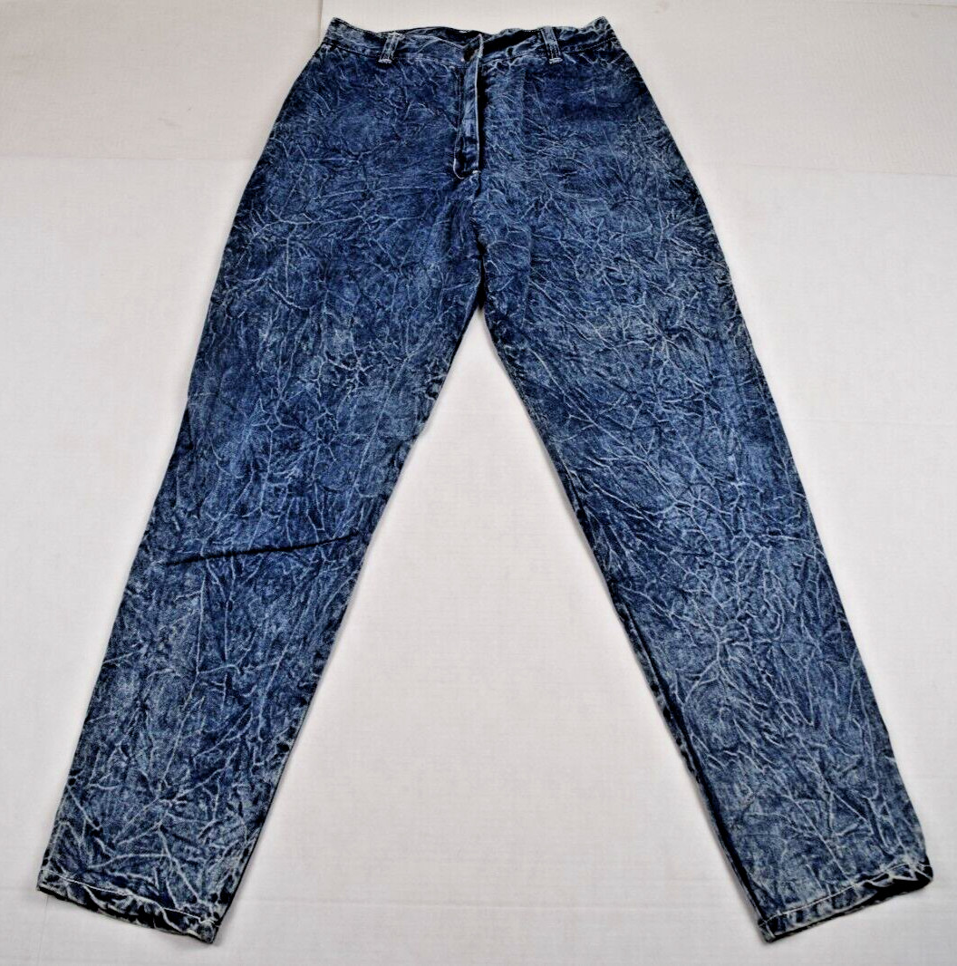 Vintage Jeans F A X Acid Wash Size 13/14 W28 L29 80s Blue High Waist Made USA