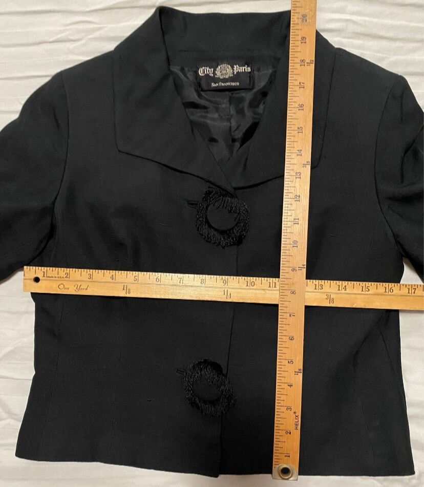 1950s Vtg Silk Jacket Womens Black Size S City of Paris San Francisco Philippe C