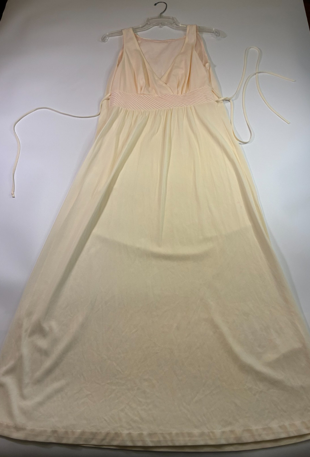 Vintage MISS ELAINE LONG GRECIAN NIGHTGOWN Small IVORY BLUSH Goddess Siren READ