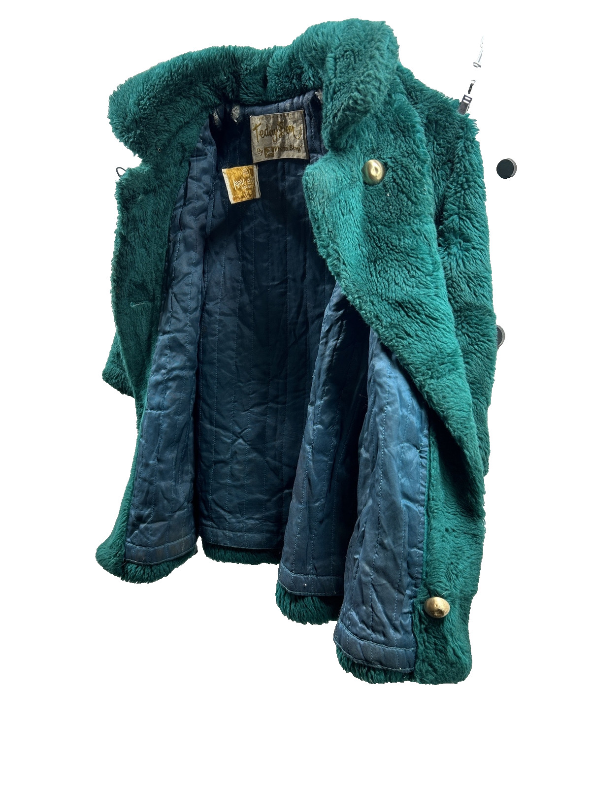 ​Vintage 1970s Teddy Bear by White Stag Green Faux Fur Coat Women&rsquo;s S
