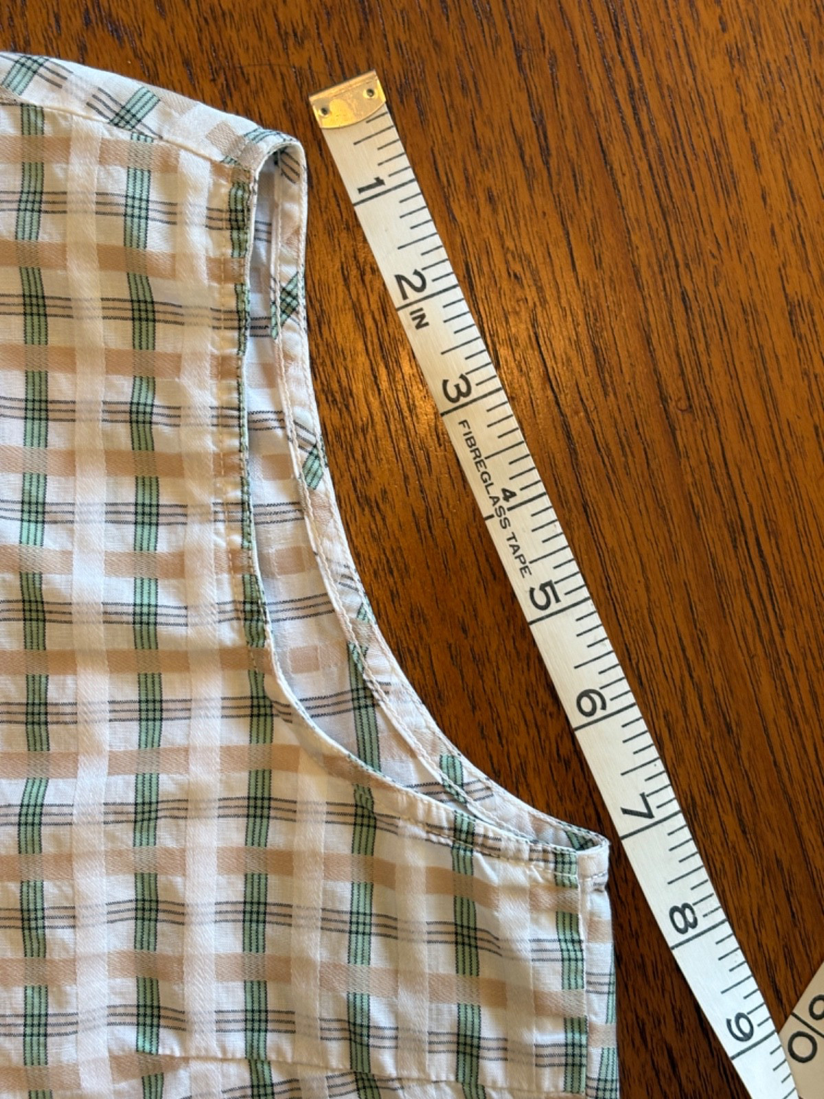 Vintage 60s Ship n Shore Thin Cotton Button down sleeveless M/L Top White &Green