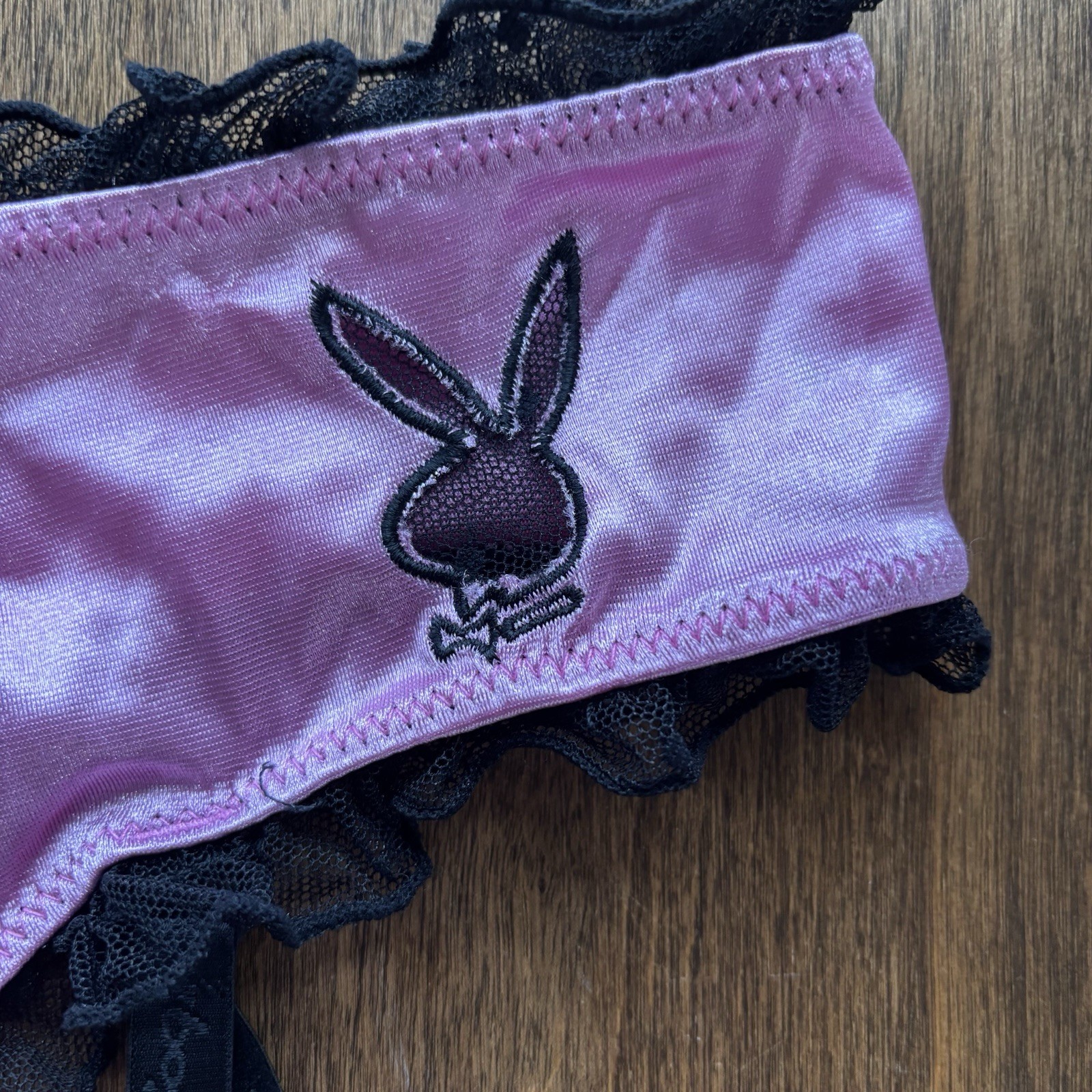 Vtg Playboy Playmate Second Skin & Lace Removable Garters Panty Large Pink NWT