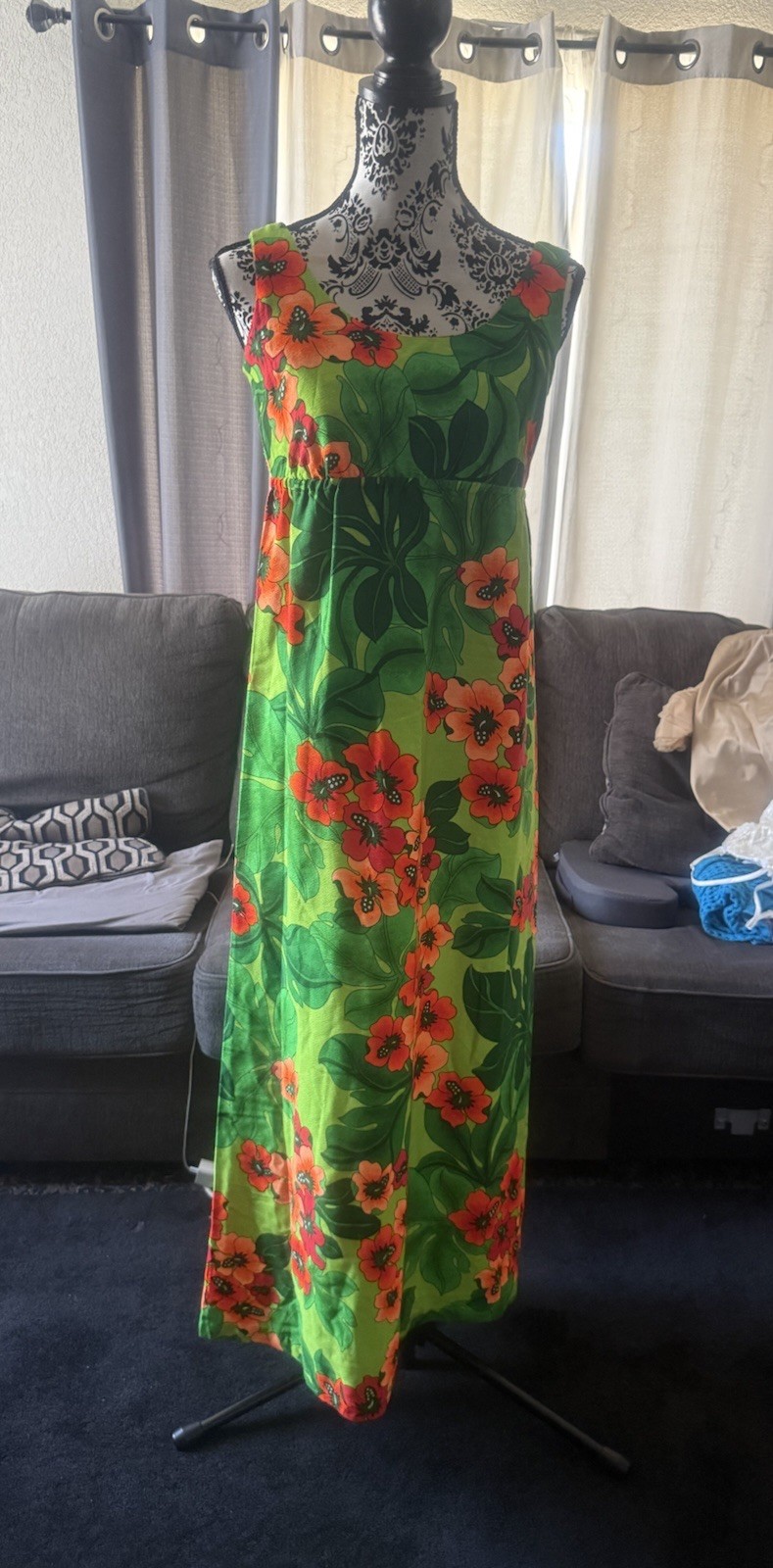 Vintage Pomare Hawaii Maxi Dress Size M Aloha Dress Tropical Hawaiian