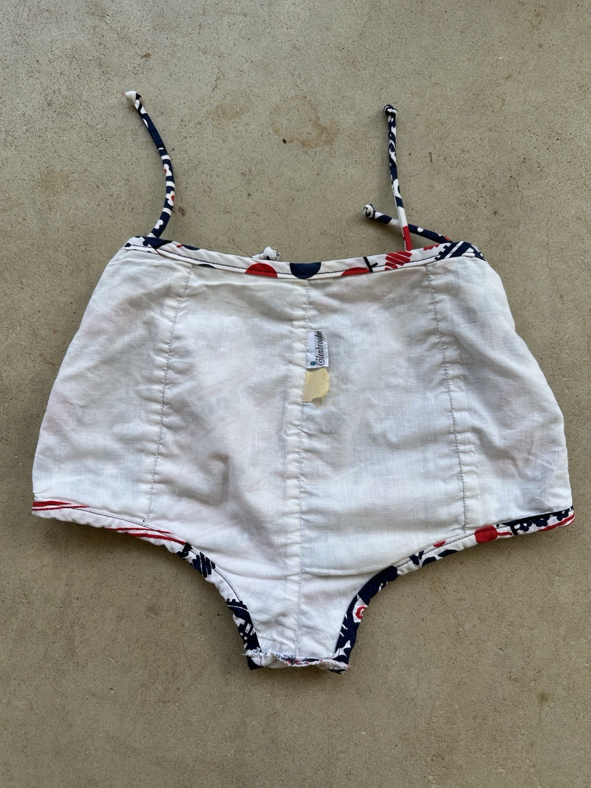 1960s Patchwork Print Lace Up Swim Bottoms Hot Pants Mod Floral Polka Dot S VTG