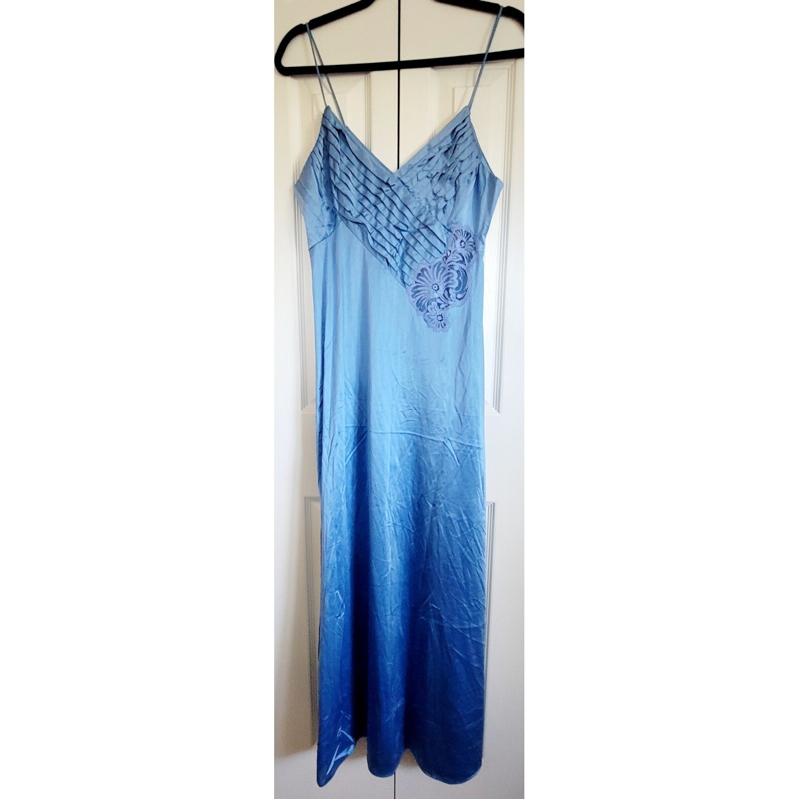 Lily Of France M Vintage 60&rsquo;s Long Nightgown Robe Blue Set Union Made USA Lace