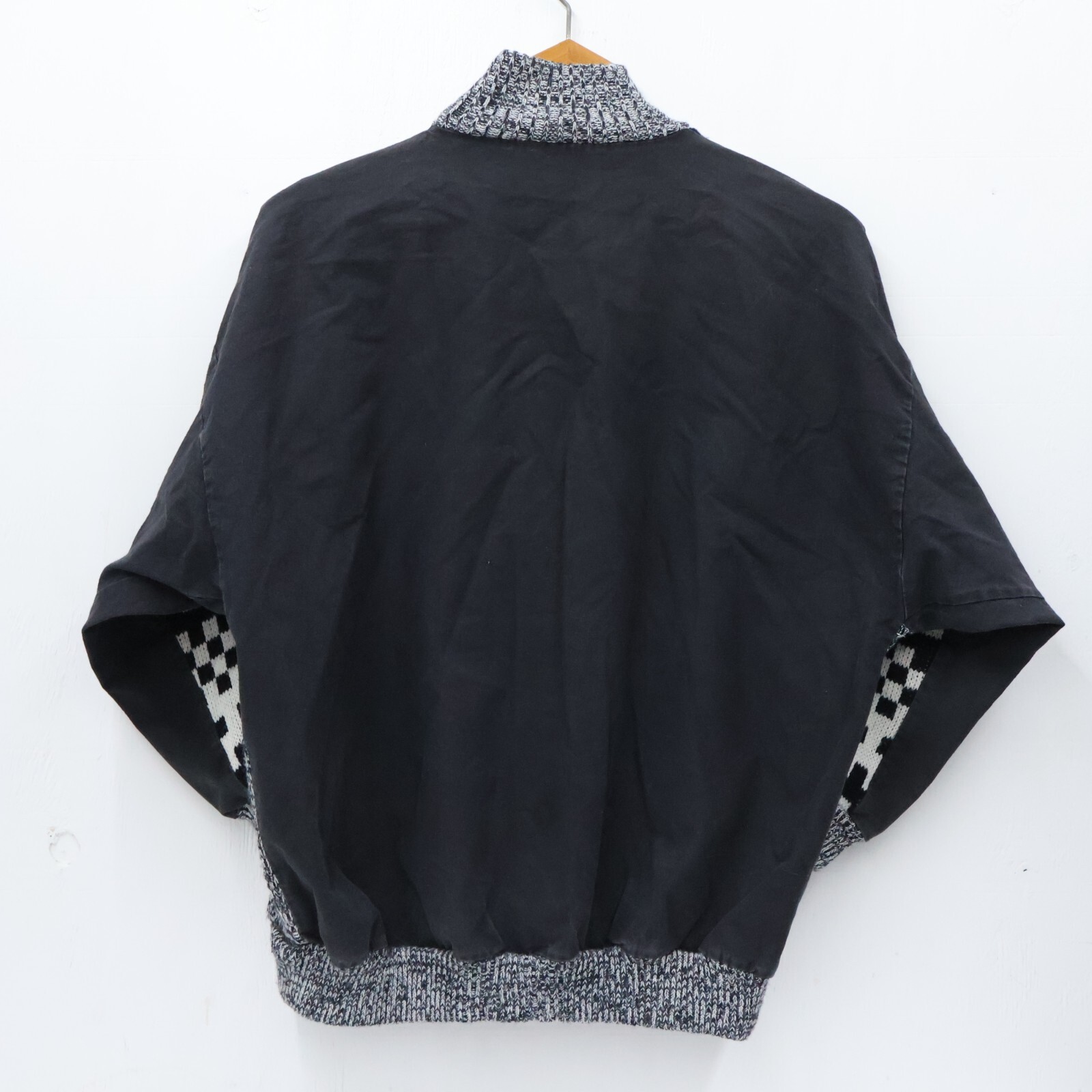 Vintage Oversized Geometric Sweater M Black White Checkered Organically Grown