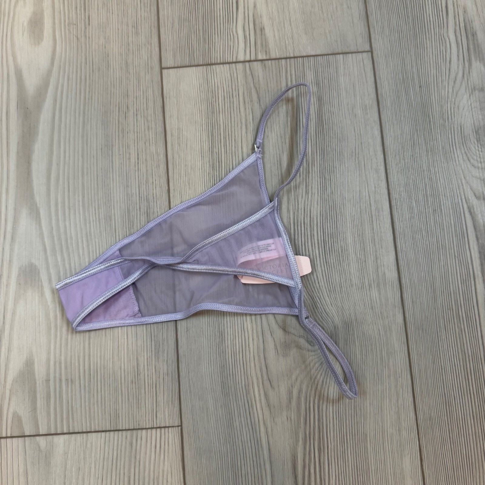 Vintage Victorias Secret V-String Thong Lavender Purple Sheer Mesh Y2K NWT Small
