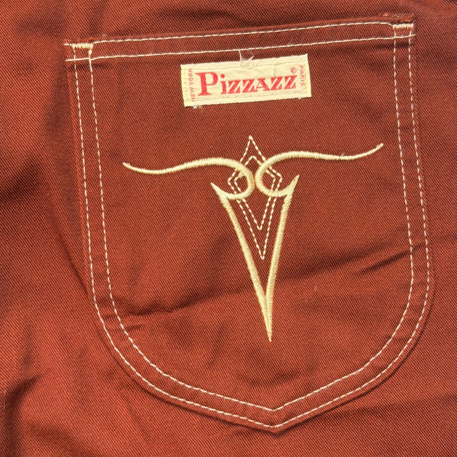 Pizzazz Rust Brown Vintage Western High Rise Straight Leg Pants Size 12 USA 70s