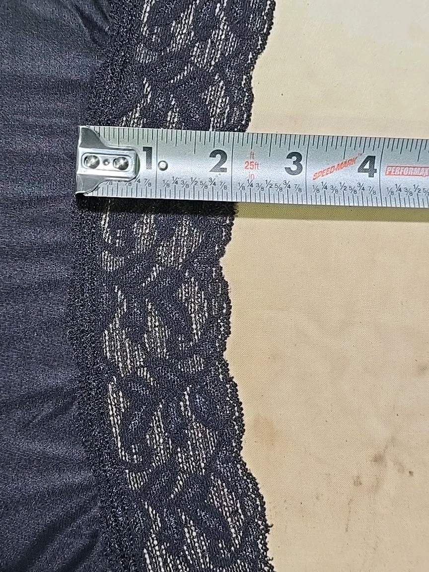 Nylon Spandex Half Slip Vassarette Slinky Black Side Slit, Waist 30&Prime;-36&Prime; L 25&Prime;