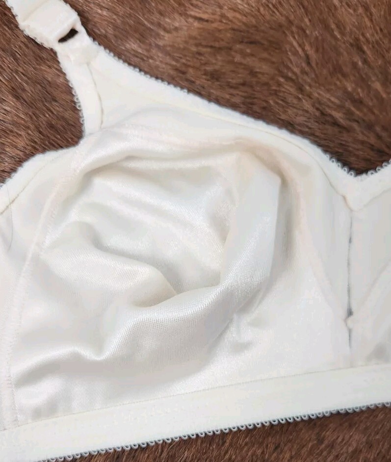 Vtg Bali Ivory Second Skin Satin Unlined Shiny Silky #3820 Bra! 38C