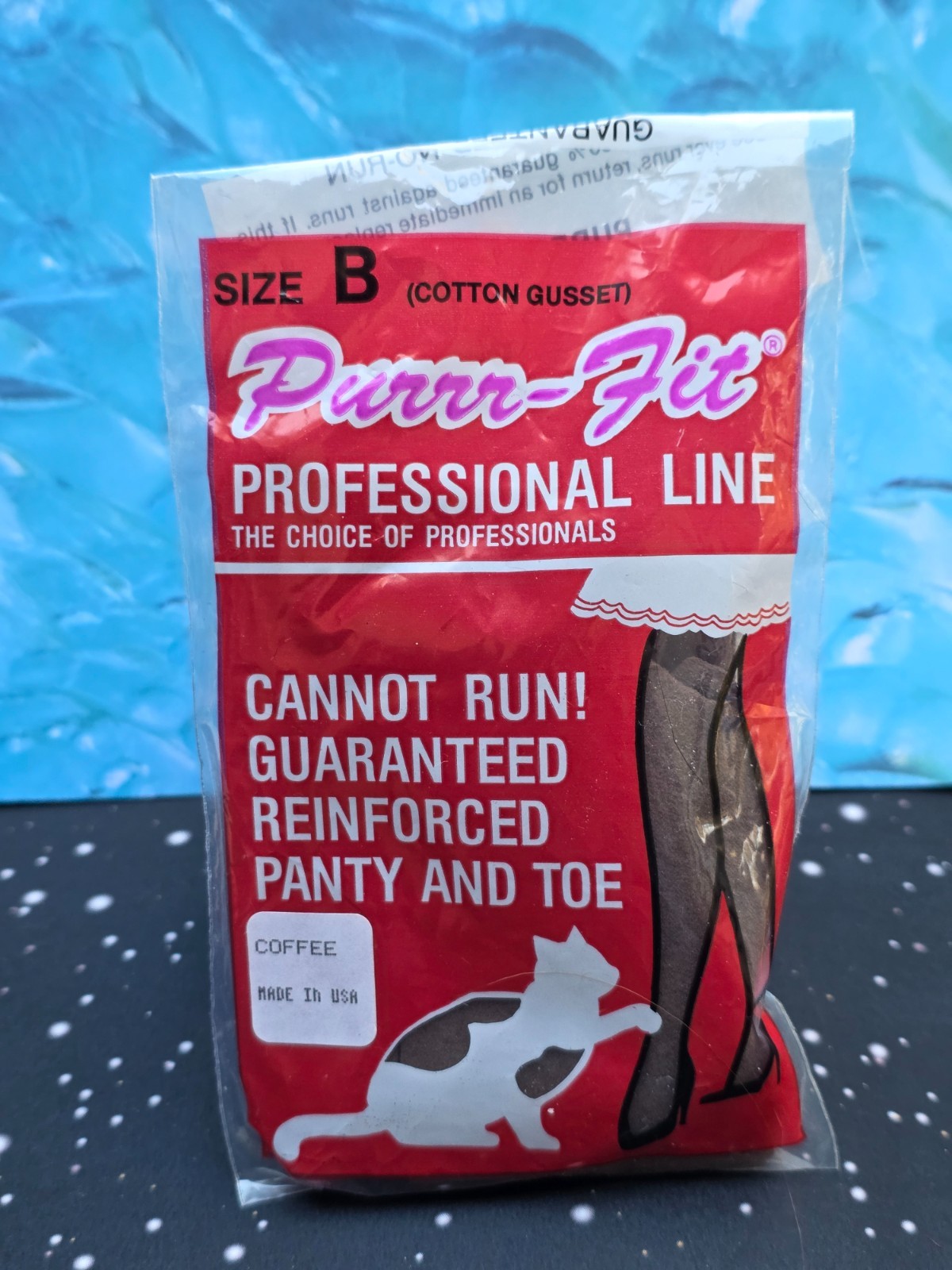 VINTAGE PURRR-FIT SIZE B COFFEE PANTYHOSE PROFESSIONAL LINE REINFORCED NEW