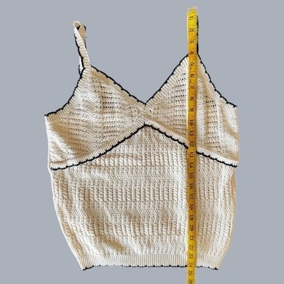 Boho Romance, Cottagecore Vintage Crochet Democracy Tipped Sweater Tank Sz Large