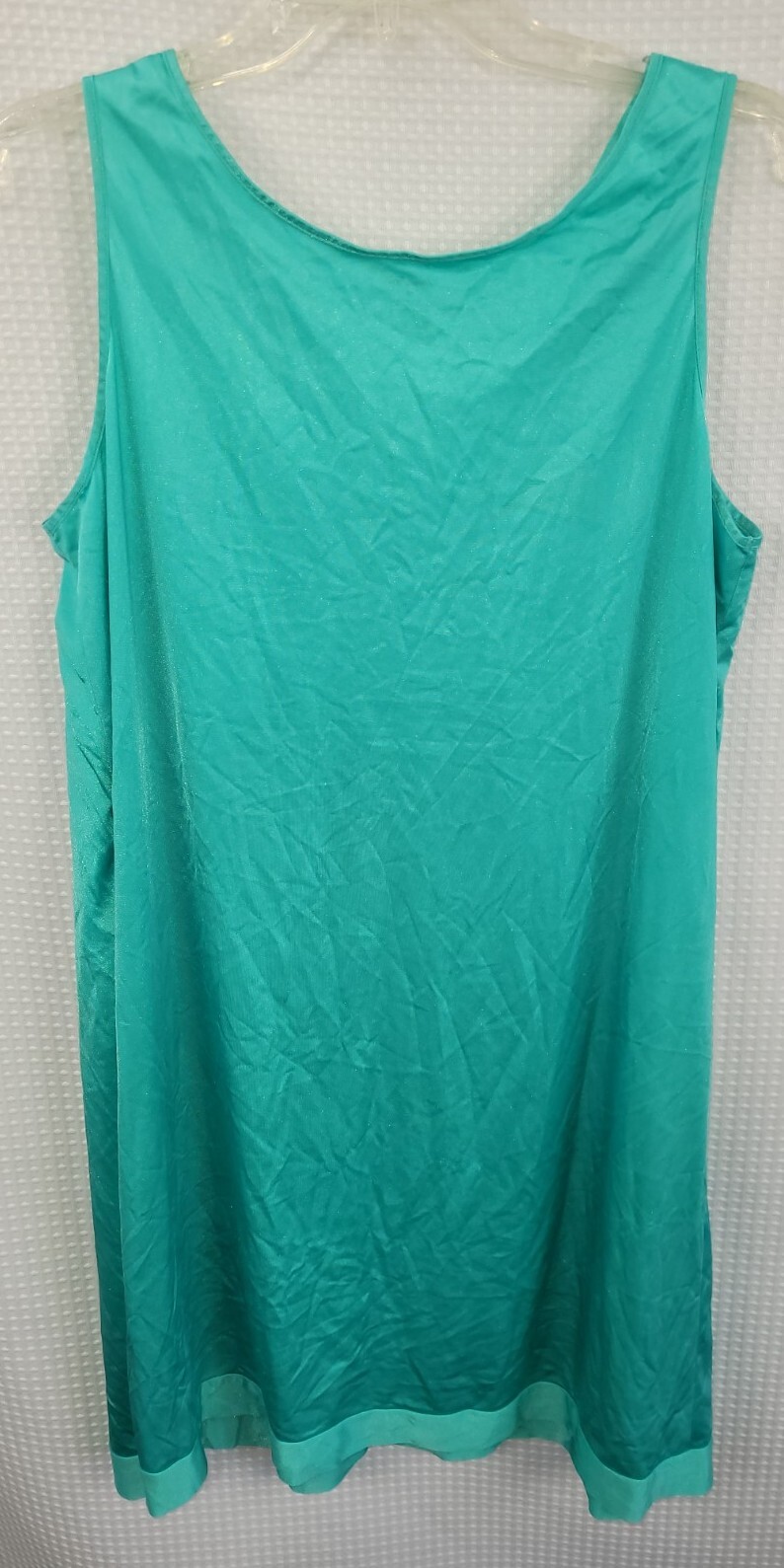 Vanity Fair Teal Green Sleeveless Short Nylon Nightgown Size Medium