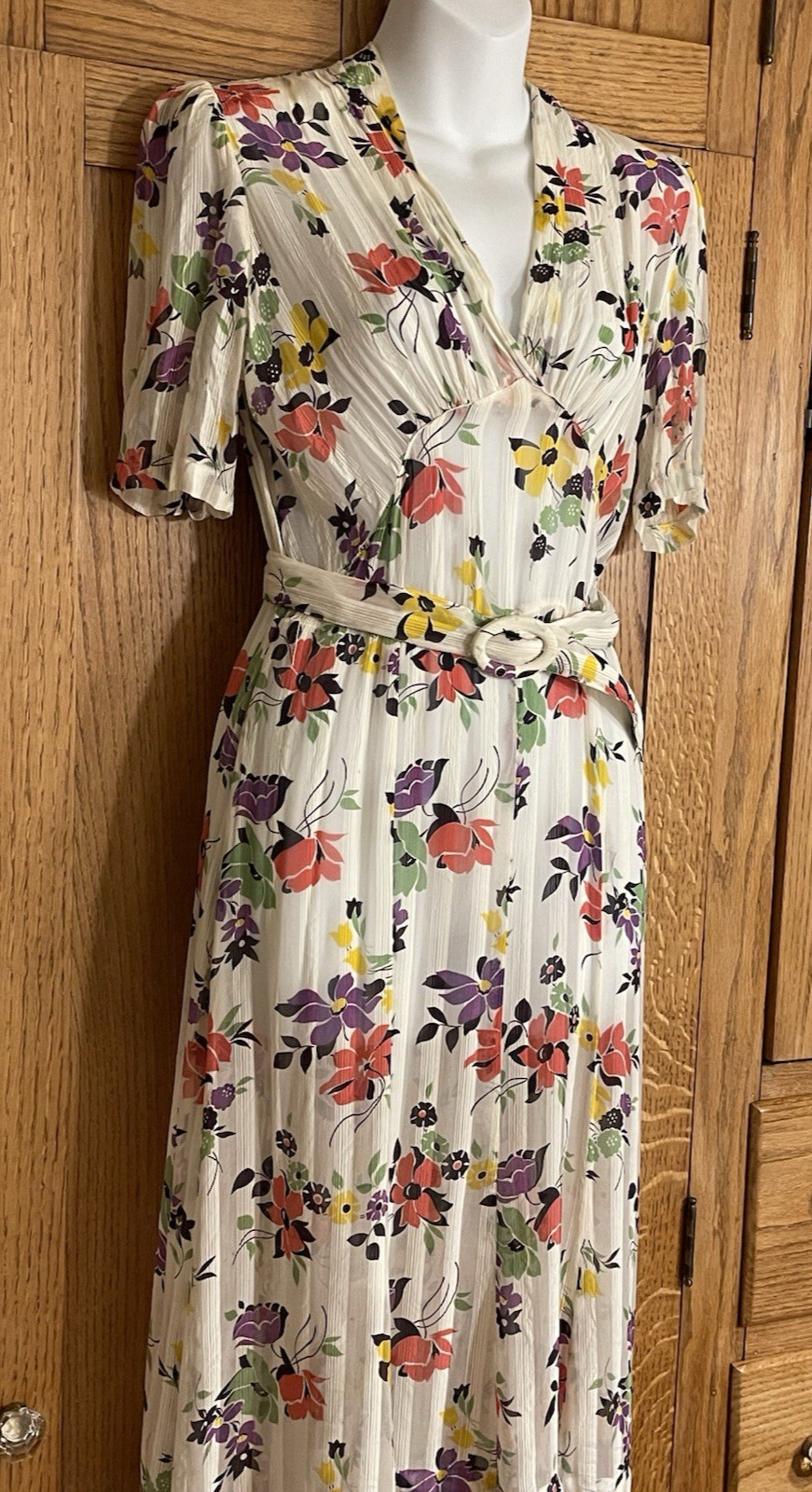 1930s Dress Vintage Maisonette Frocks READ History Semi Sheer Summer Floral 18