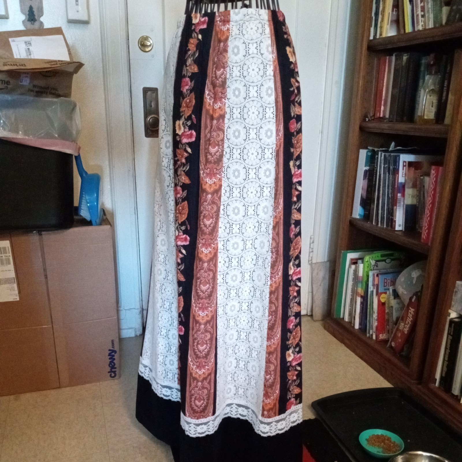 VTG 60s 70 TUMBLEWEEDS Patchwork Maxi Skirt Prairie Cottage Core Boho Lace Lined