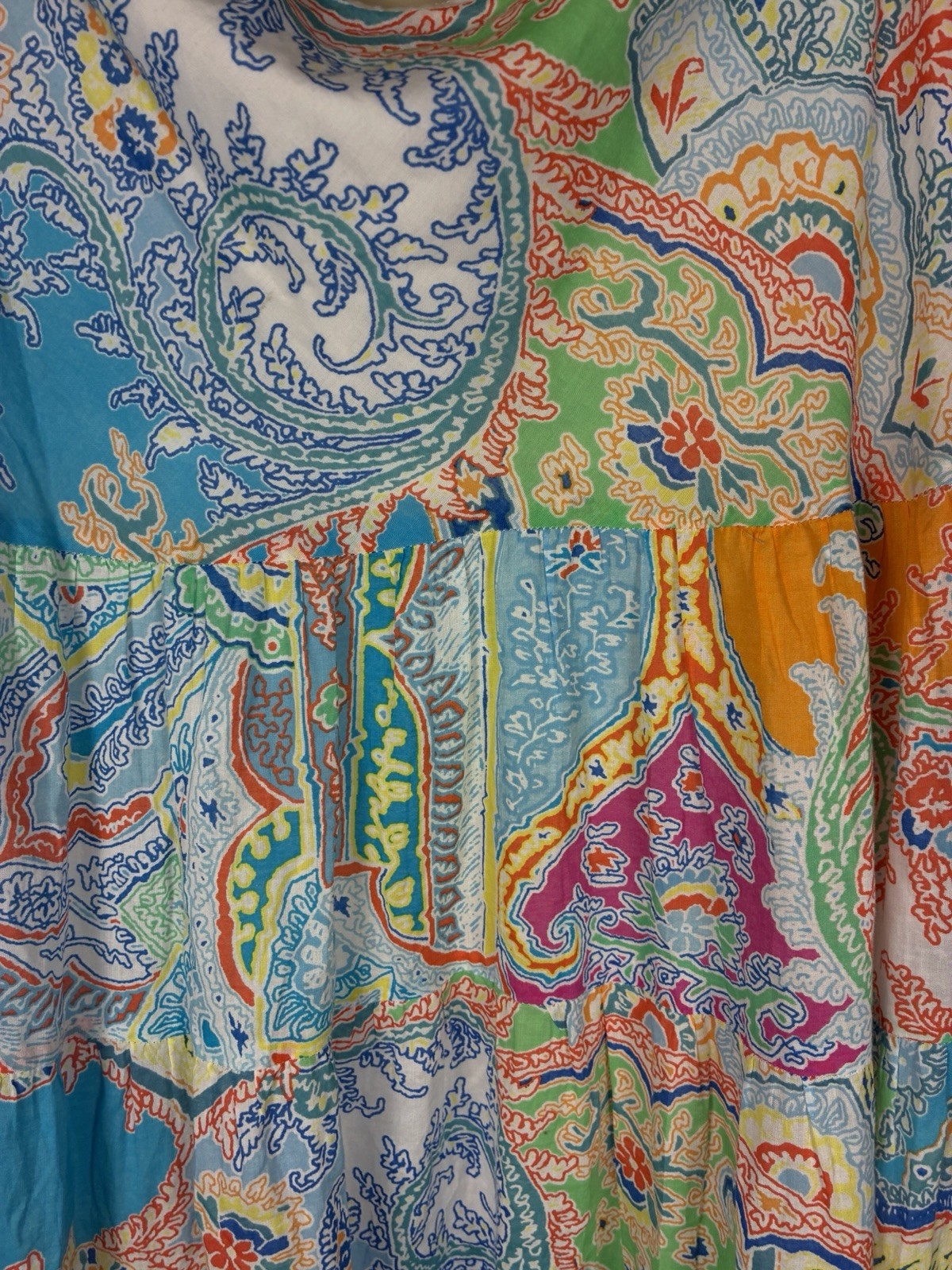 VTG Lauren Ralph Lauren y2k 90s Paisley Tiered Cotton Maxi Skirt M Boho Festival