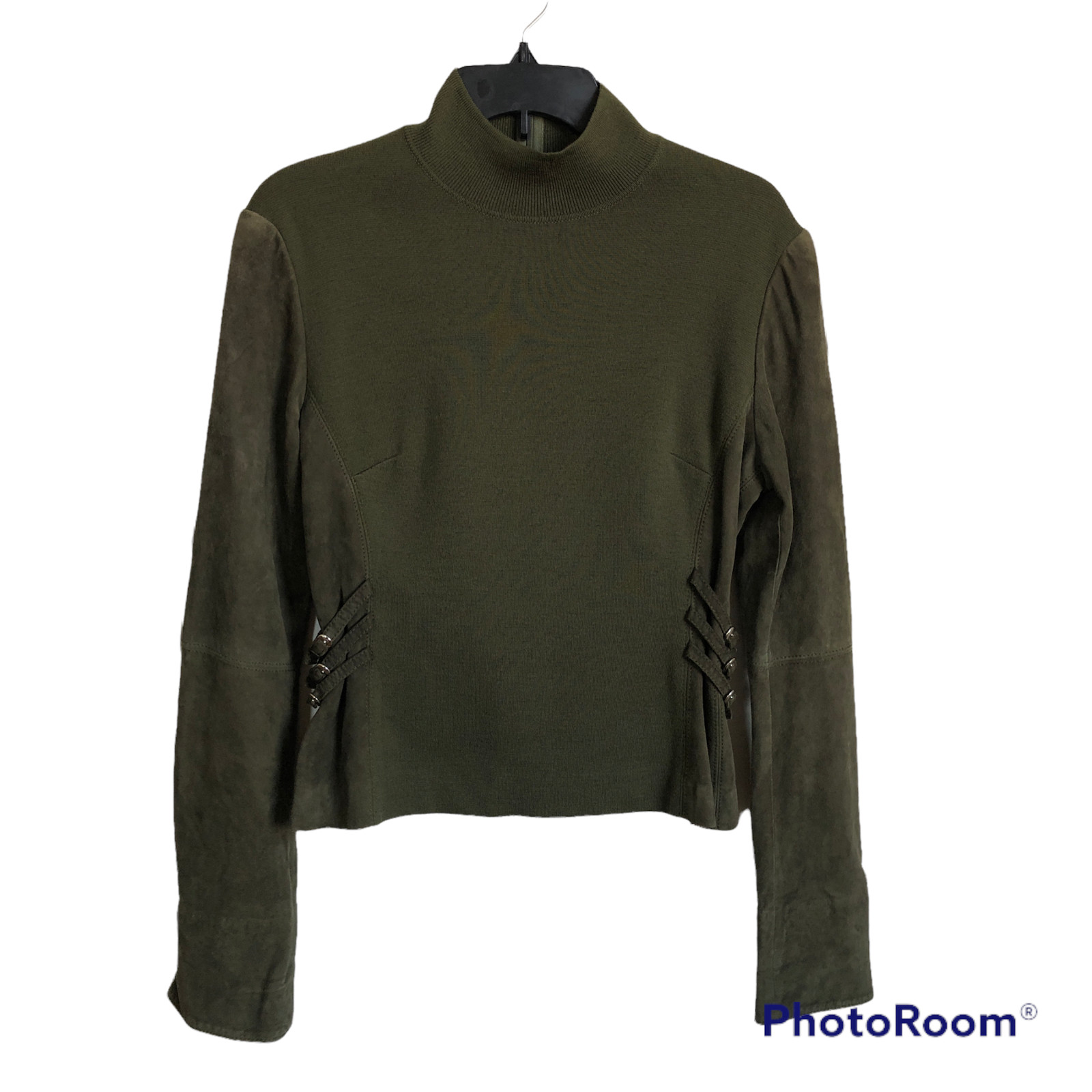 TOMASO STEFANELLI Wool/Suede Sweater Haute Couture Made in Italy Size 46/US 10