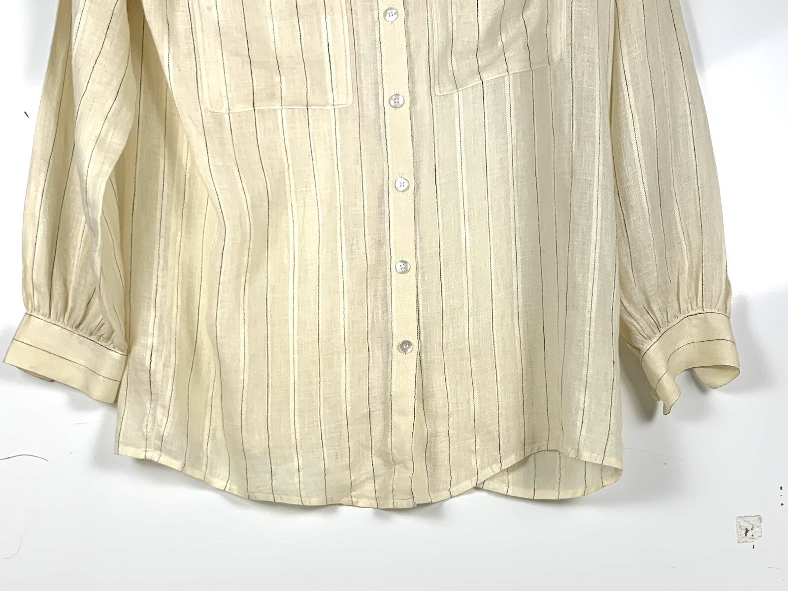 escada by margaretha ley Linen Blend Stripes Blouse Size 34 Beige