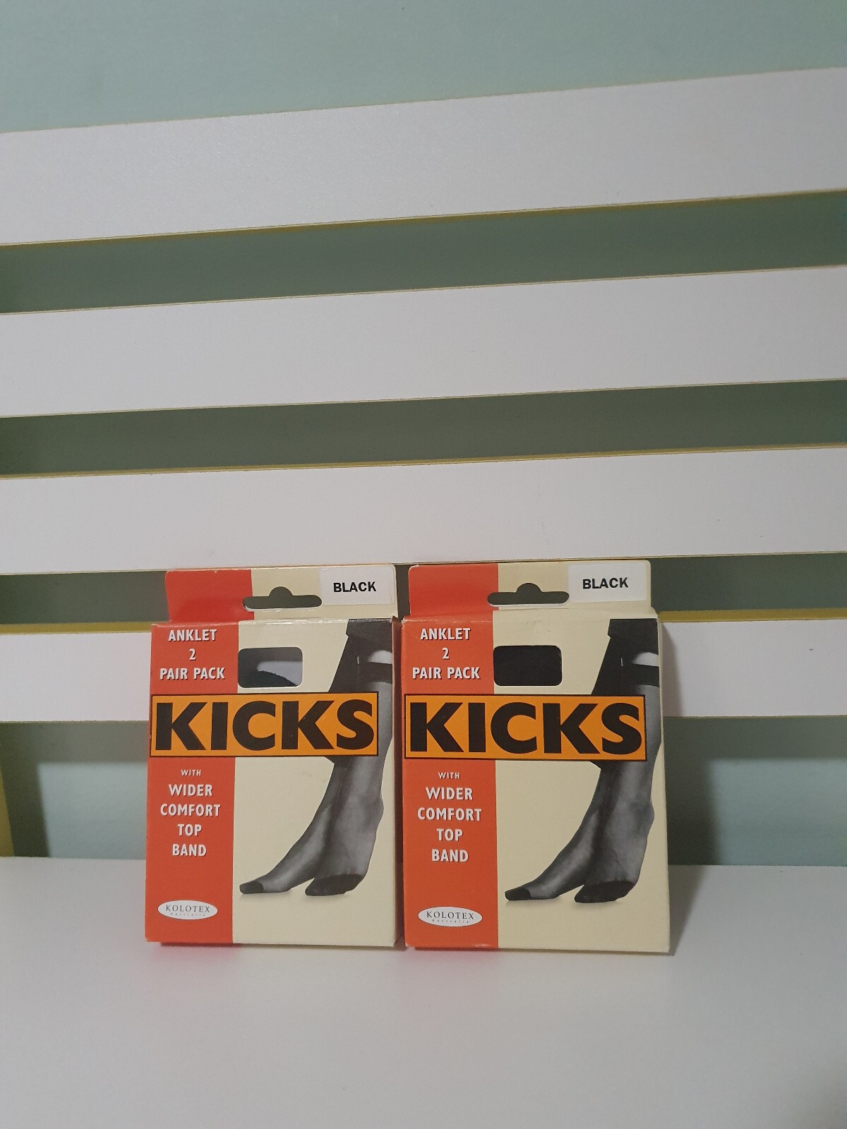 KOLOTEX ANKLET KICKS BLACK X2 SO 4 PAIRS UNUSED NYLON