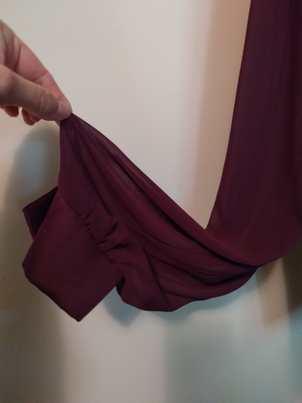 Another Thyme Vintage Plum Wine Sheer Sleeve Satiny Blouse 80s Size 20W Sexy