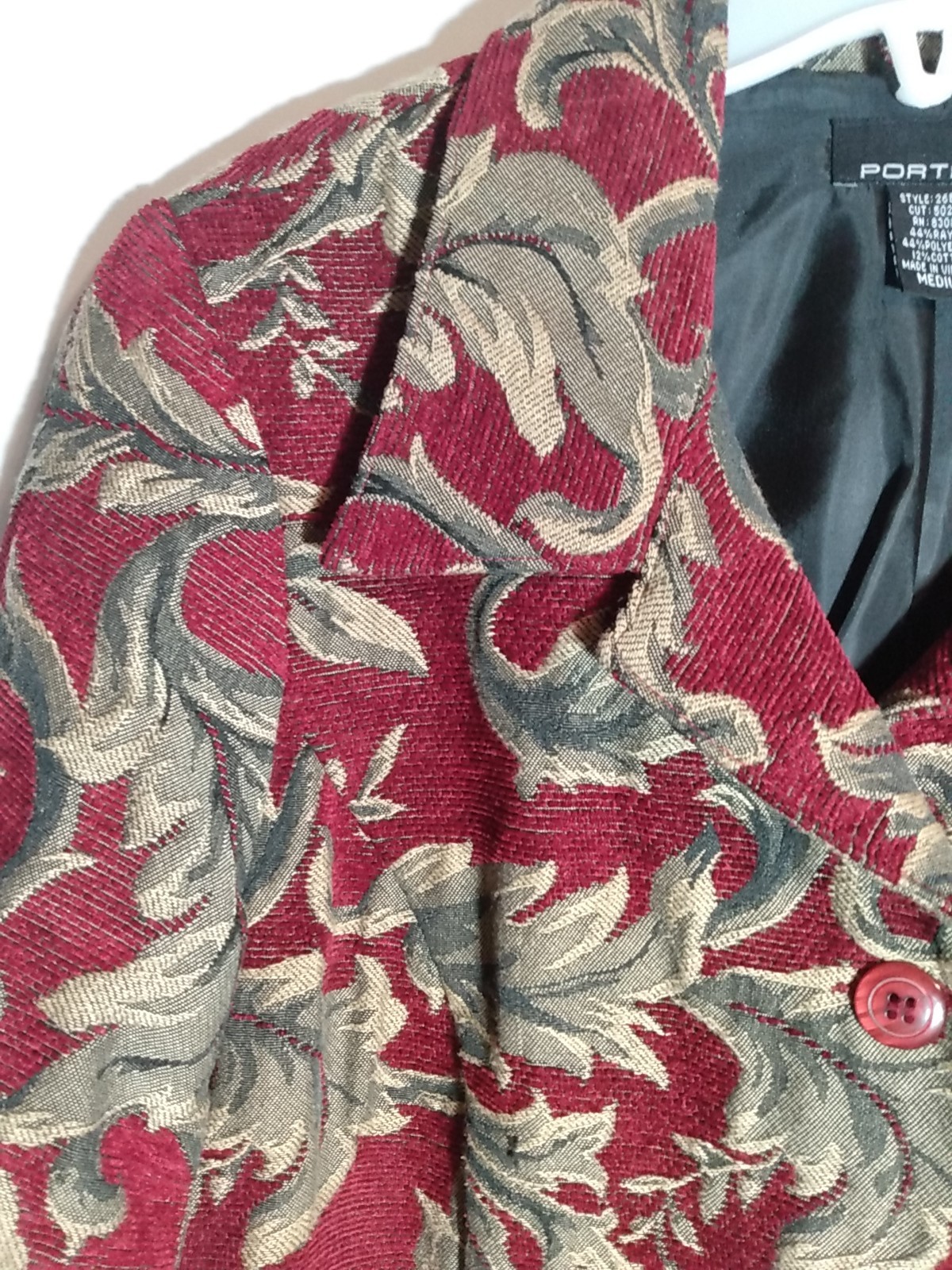 PORTRAIT 90s Lined Red and Gold Tapestry Jacquard Floral Coat/Jacket Long Boho