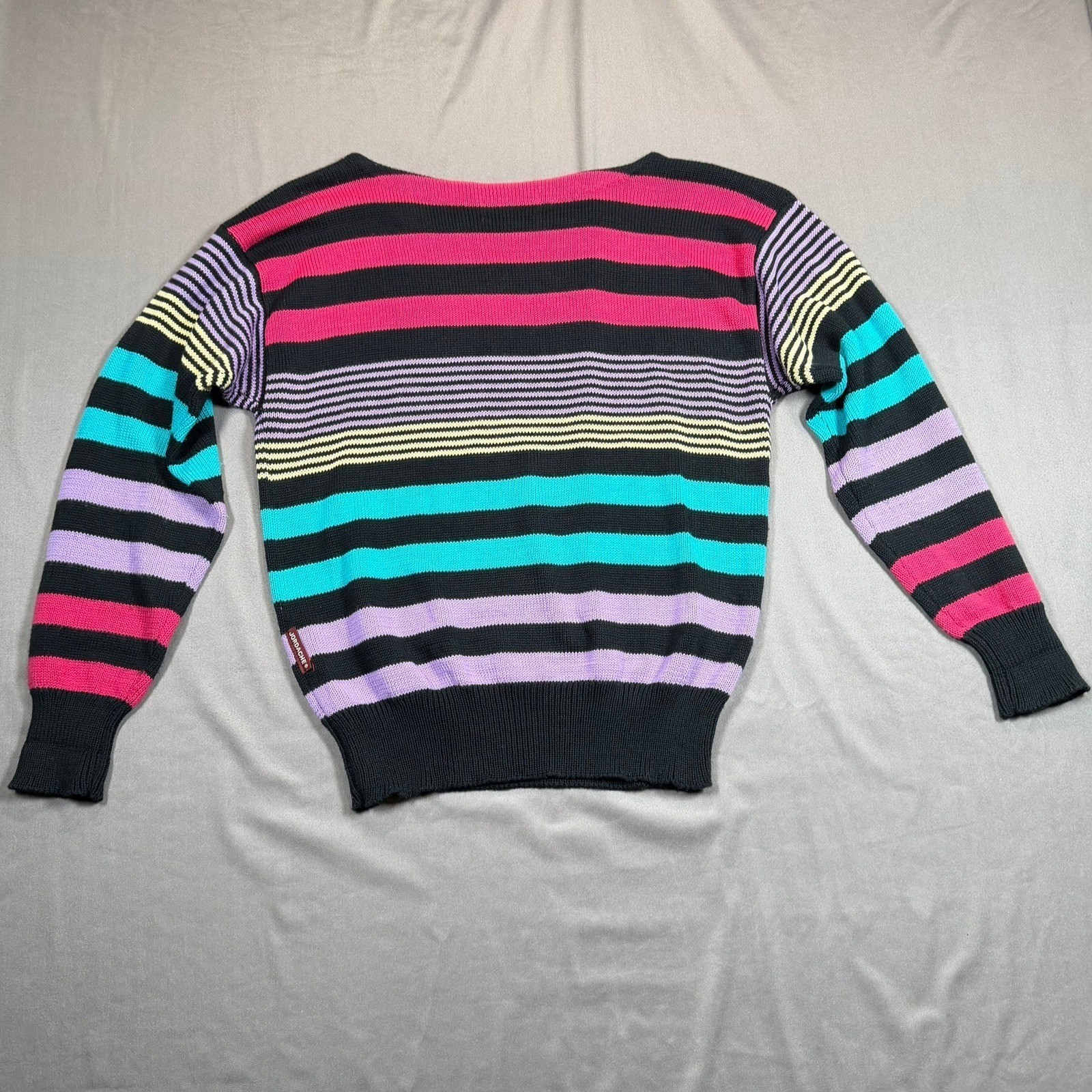 Jordache Vintage Womens Medium Multicolor Striped Knit Boat Neck Sweater Casual