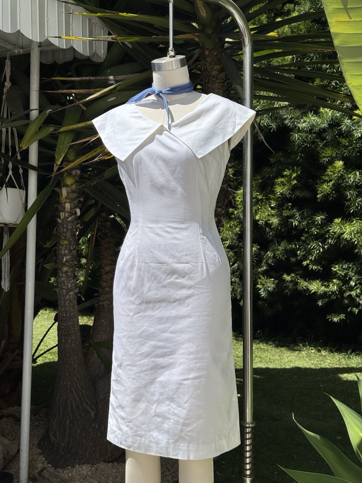 Vintage 60s Minimalist Pencil Wedding Dress Bridal Xs S