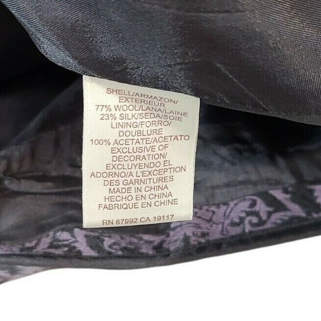 Vintage Wool Silk Jacquard Blazer Jacket Tapestry Art to Wear Purple Size 12