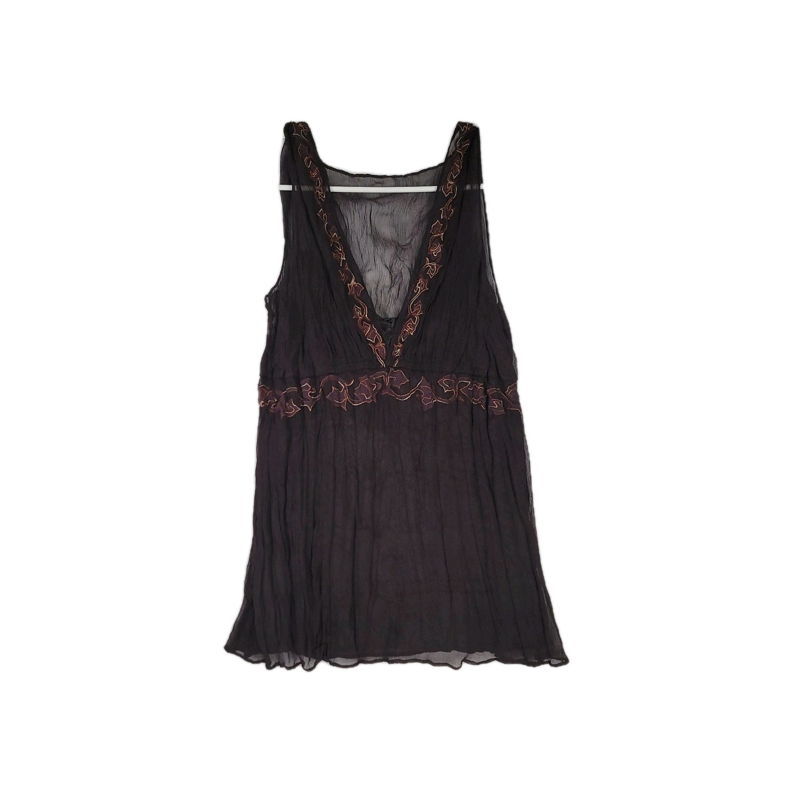 Gianni Bini Brown Sheer Boho Fairycore Tank Top Y2K Vintage Women&rsquo;s Medium