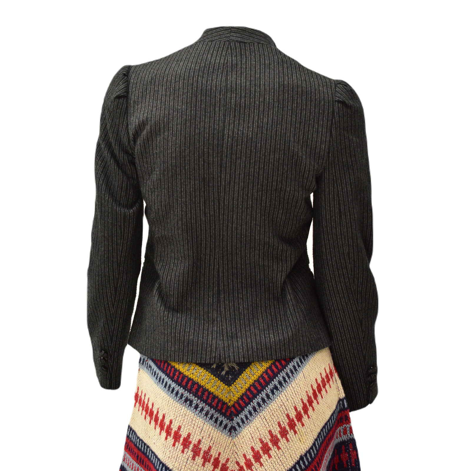 Raphaelo Gray Black & White Striped Cropped Blazer Womens Xs Vintage 70S