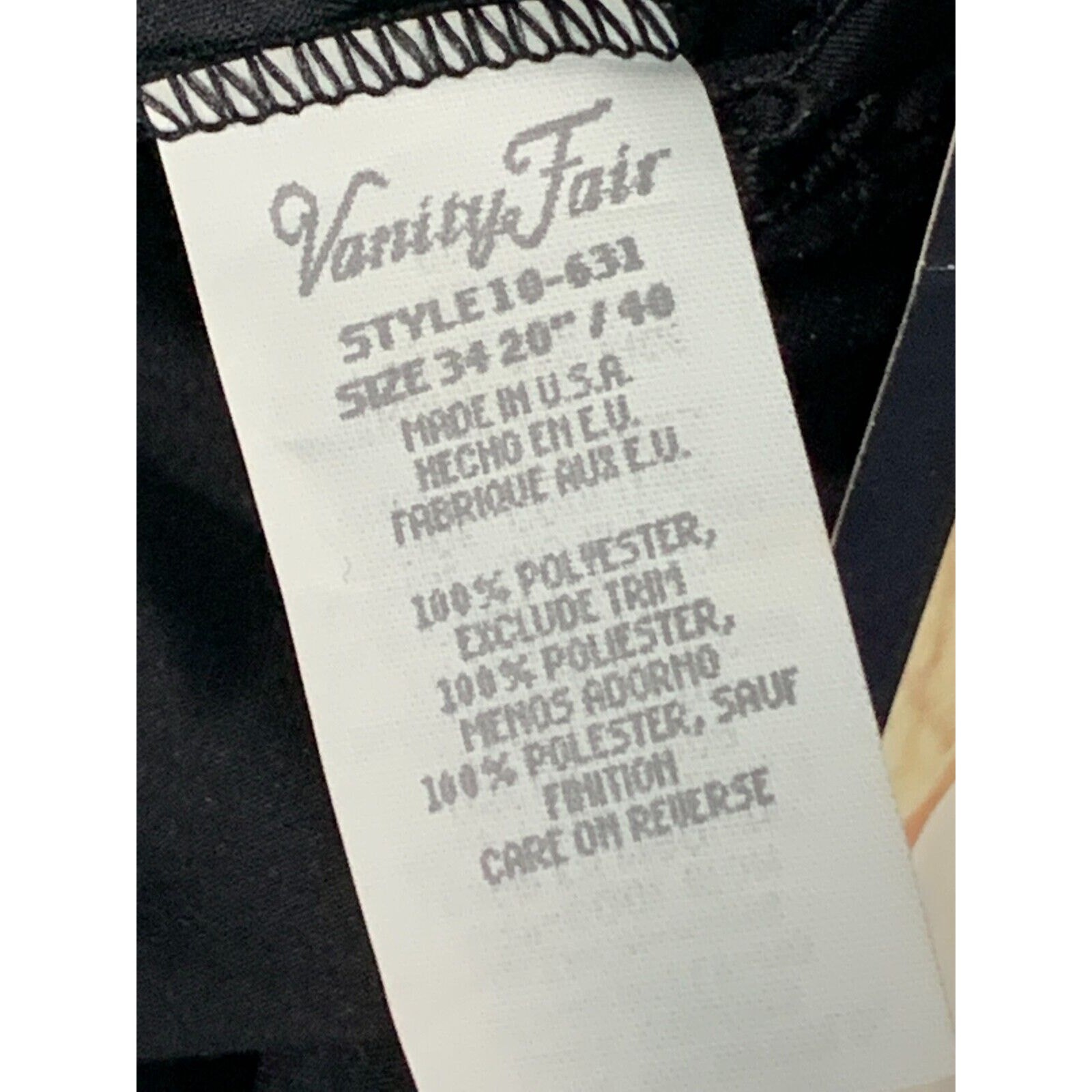 NWT Vanity Fair Slip/Liner Size 34 20” Black Microfiber