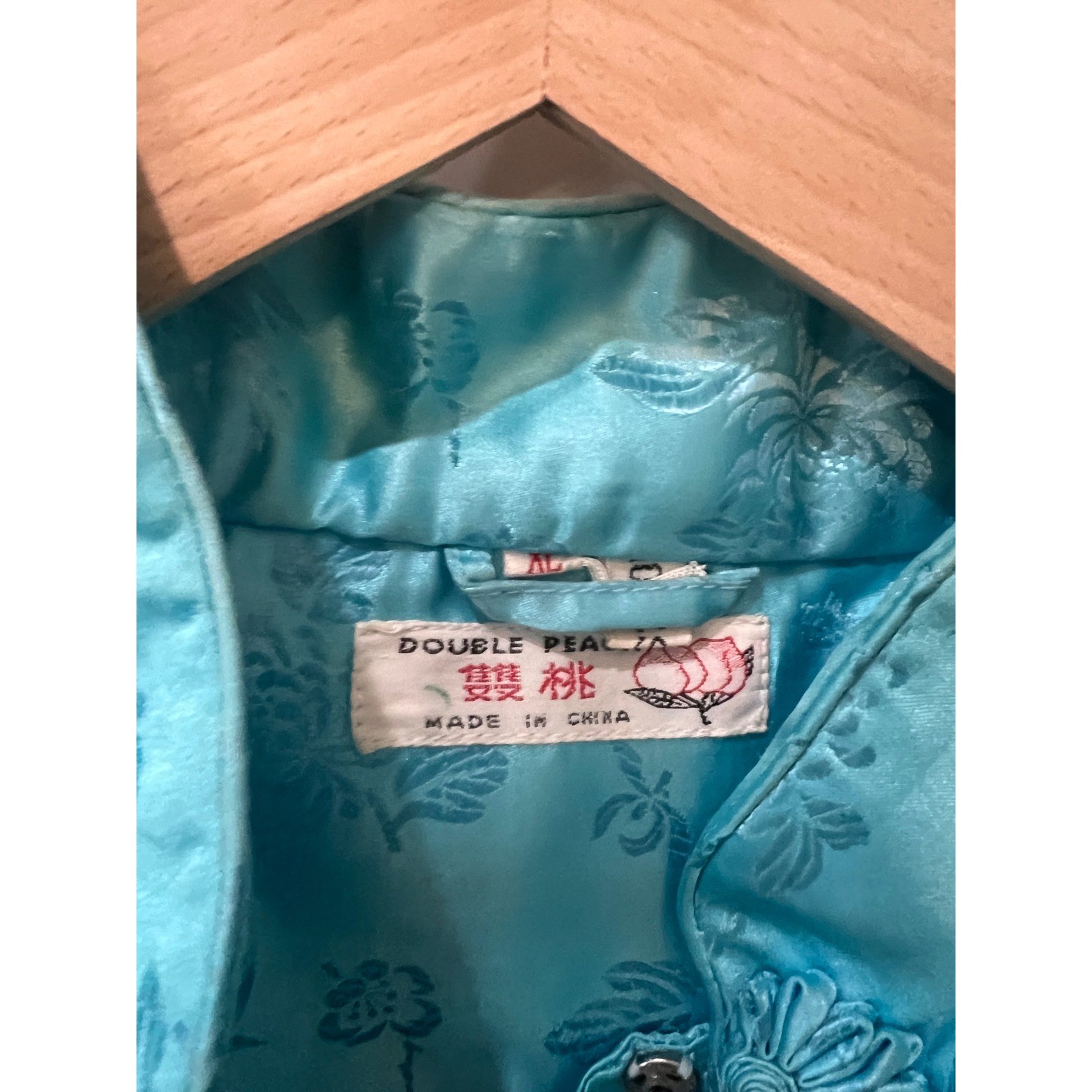 Vintage Cool BLue Silk Robe /Dressing Gown Floral Jacquard Old Money Luxury XL