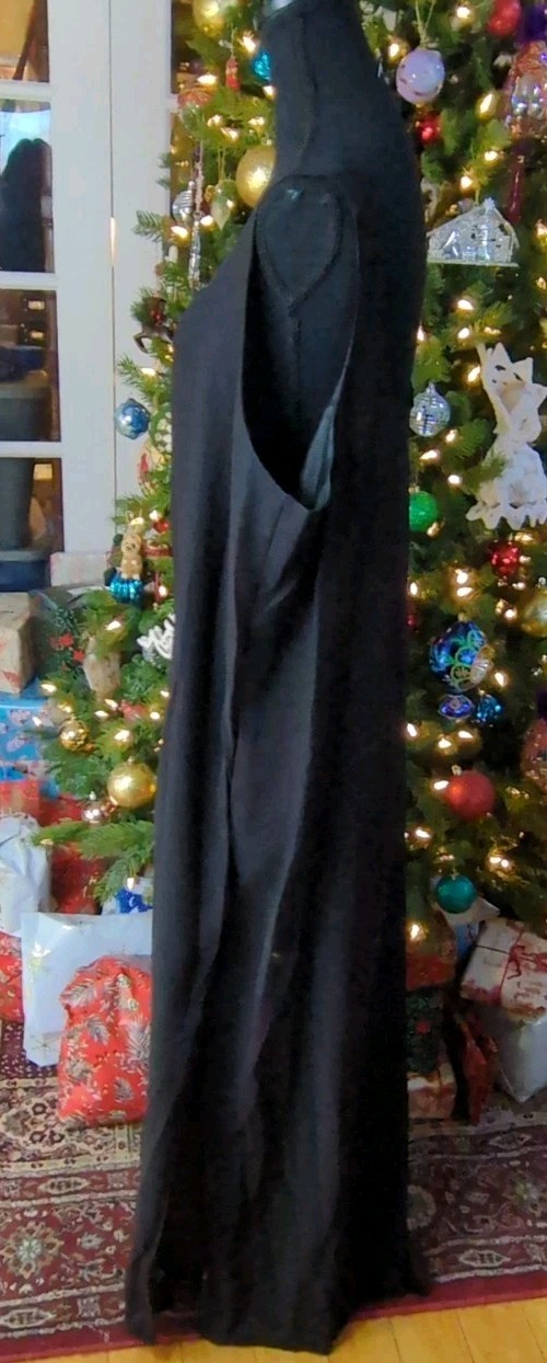 Vintage 80s Tan Chho Black Beaded Sequin Duster Dress 4 Piece Set, Women&rsquo;s 2X