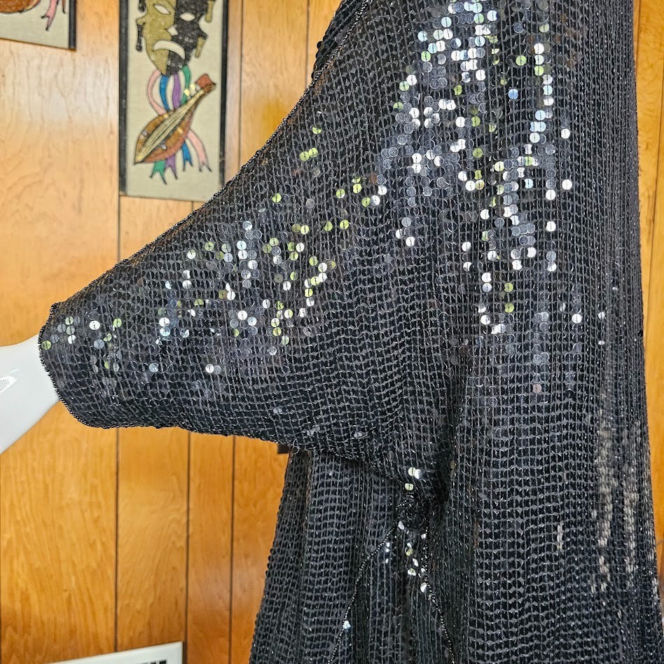 Vintage 80s Disco Panther Sequin Evening Cocktail Party Micro Mini Dress M/L/XL