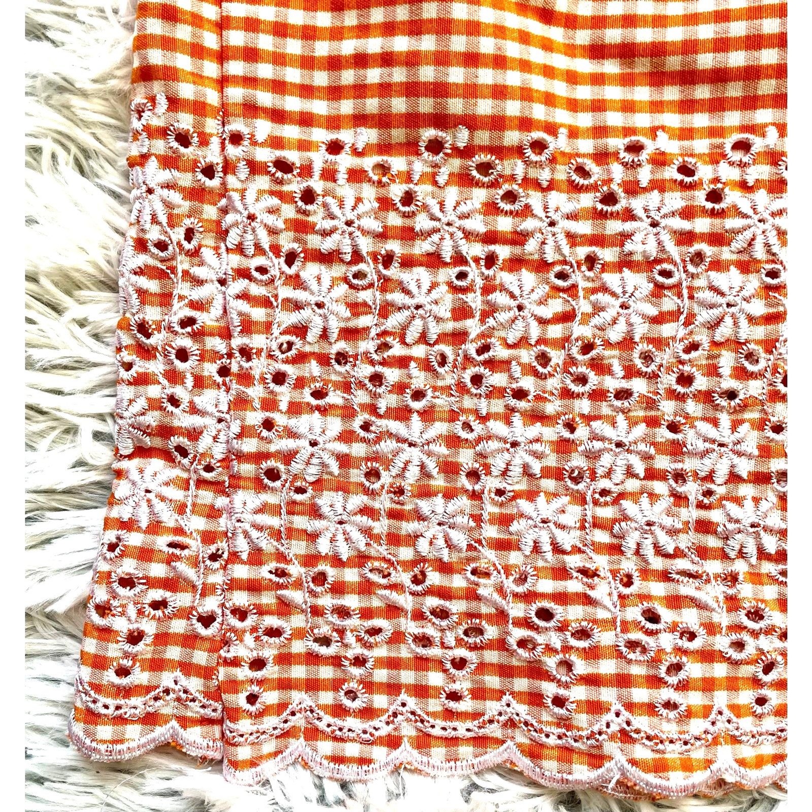 California Concepts Orange and White Checkered Vintage Dress Size 11