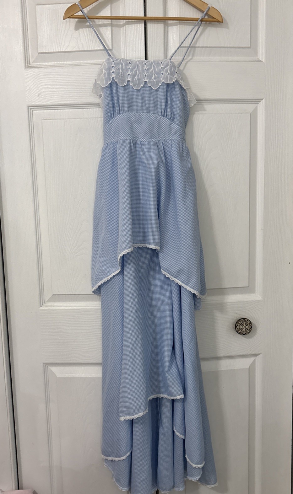 Intake 1970s Jody Of California Blue Gingham Tiered Maxi Sun Dress Size 9