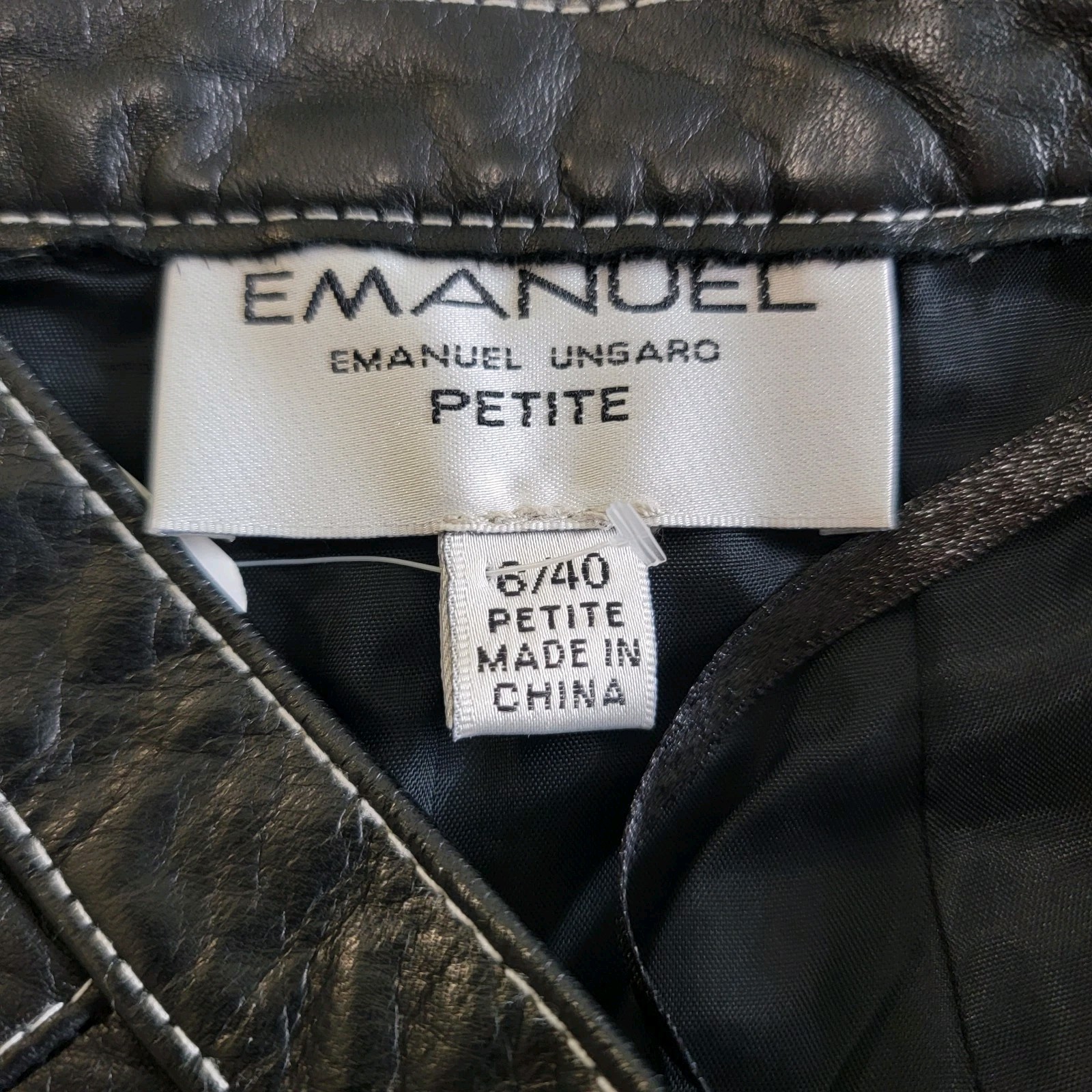 VTG Emanuel Ungaro Petit Mini Skirt Women Genuine Leather Black US 6 / Italy 40