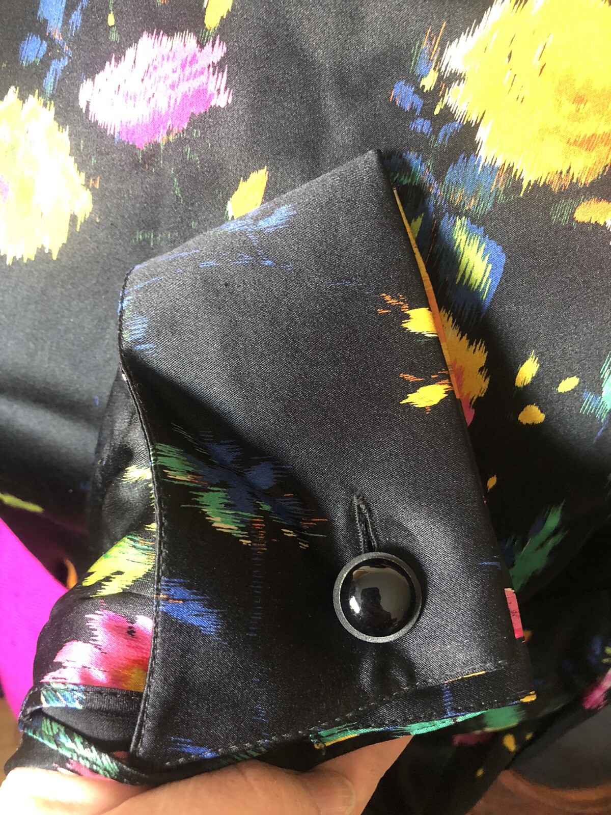 Vintage Emanuel Ungaro For Bergdorf Goodman Floral Silk Blouse, French Cuffs