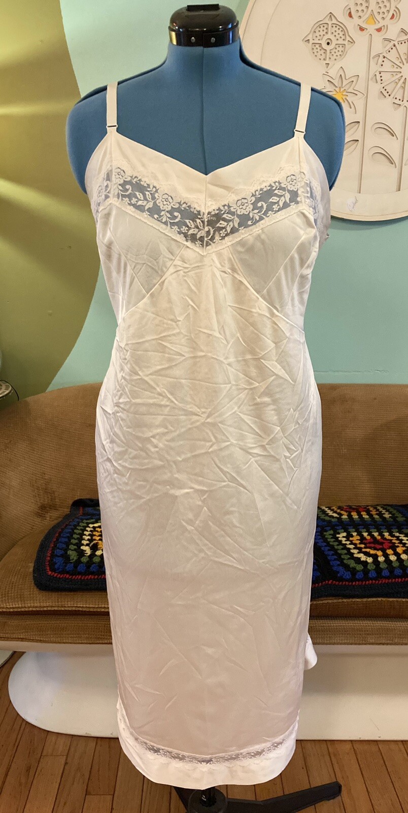 Vintage MCM slinky slip dress nightgown Sz 44 Tall