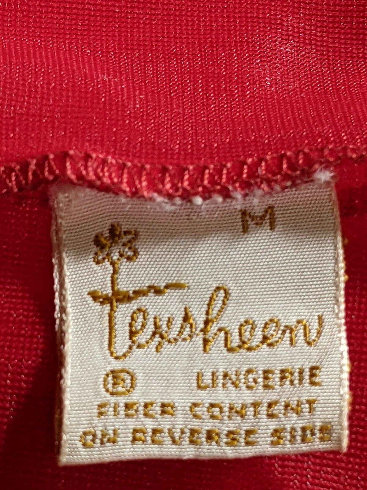 Vintage TEXSHEEN Red DOUBLE CHIFFON Lingerie Dress Satin Buttons Peignoir Robe M