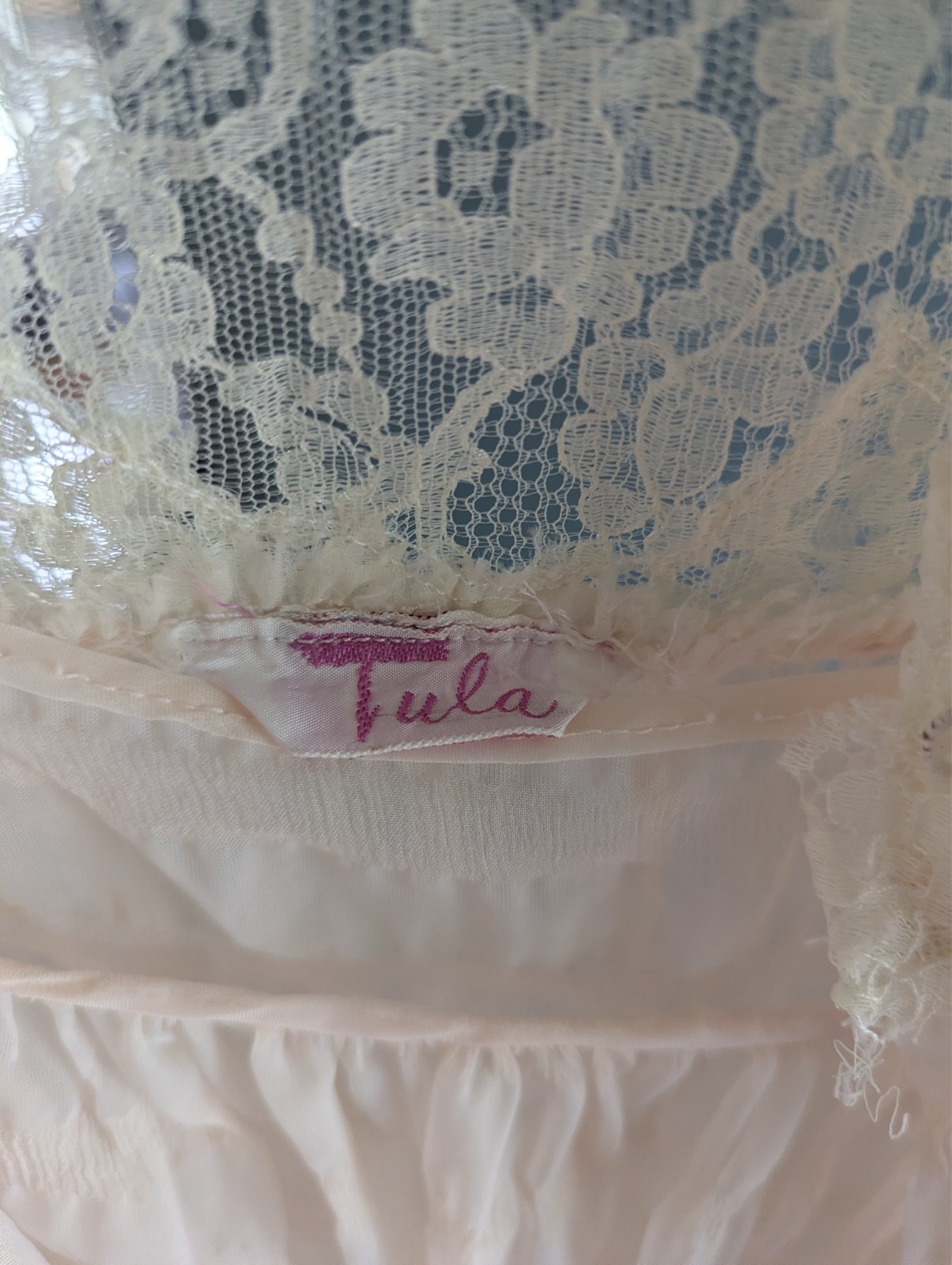 1930s Floor Length Nightgown Sheer Lingerie 2-Piece Pale Peach Size Small