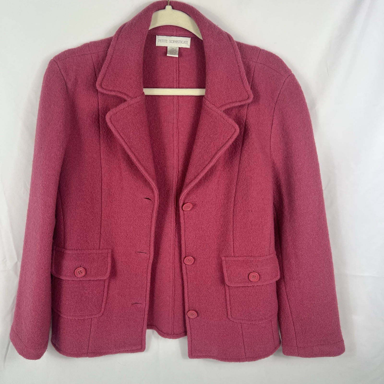 Petite Sophisticate Women’s Pink 100% Wool Blazer Jacket Vintage Size M