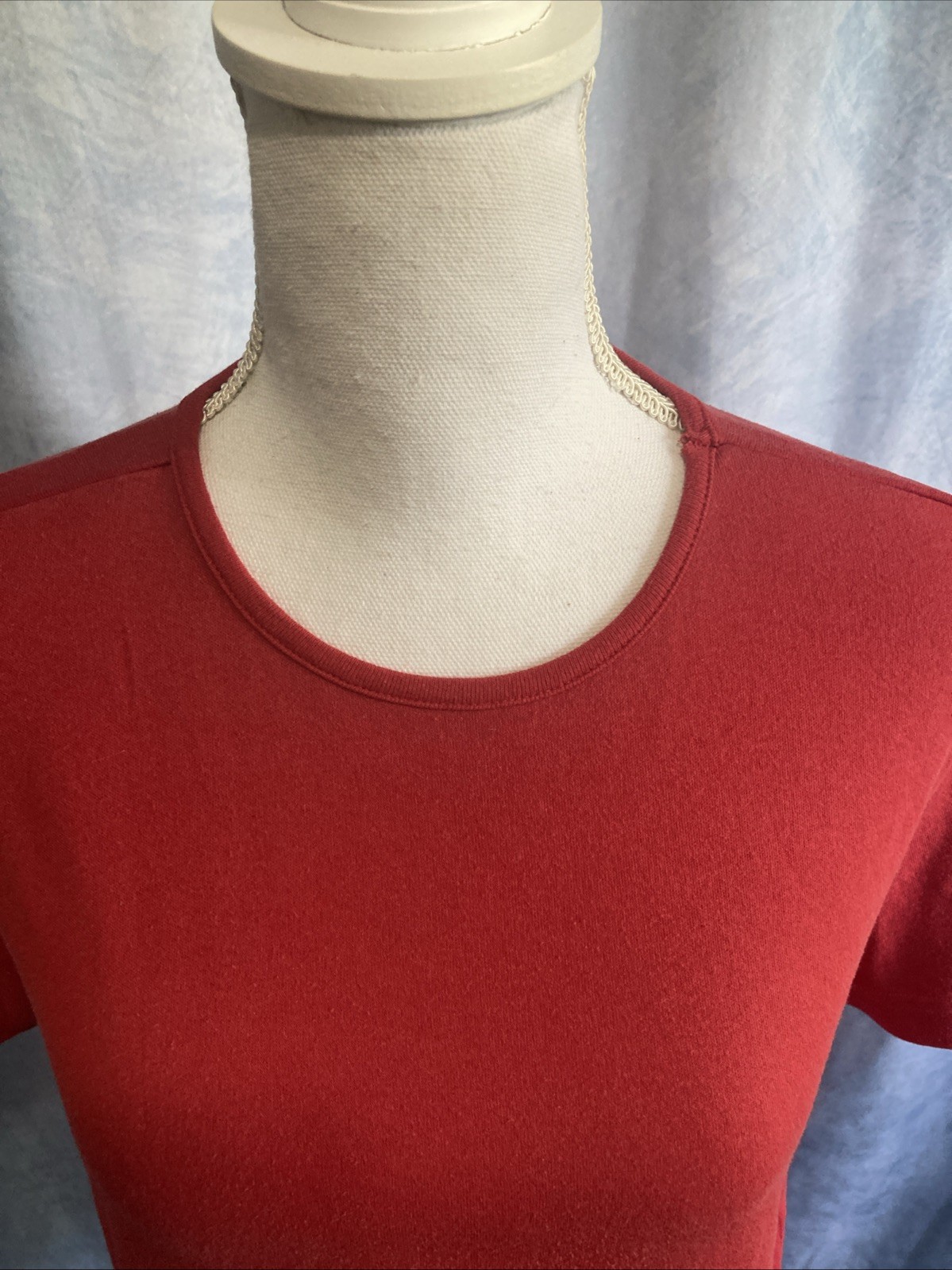 Vtg 90s Y2K Basic Editions Red Blank T Shirt Small Cotton Blend Plain Tee GUC