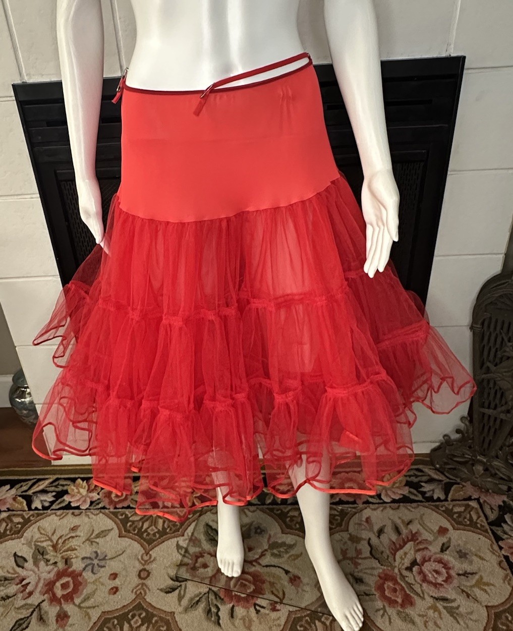 Vtg Red Malco Modes Western Square Dance Petticoat Crinoline Womens Medium USA