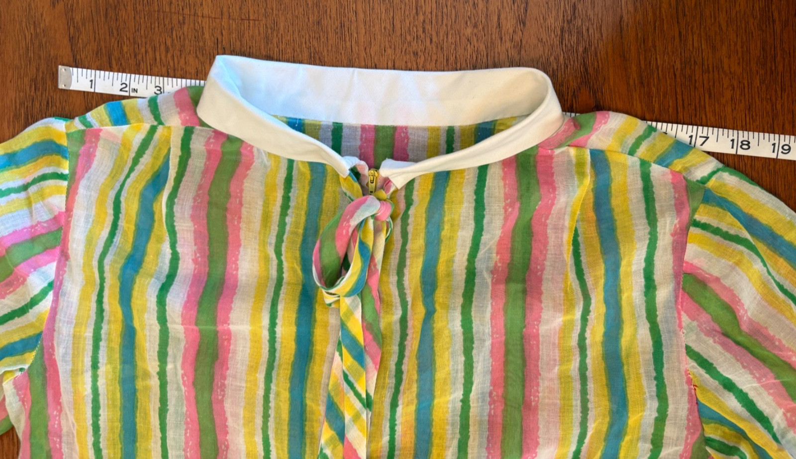 Vintage 60s Handmade Circus Rainbow stripe Parachute Dress Sheer L Needs TLC